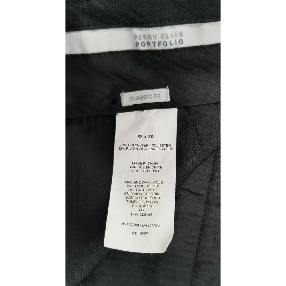 II) Perry Ellis Portfolio Double Pleated Classic Fit Performance Dress Pants 33